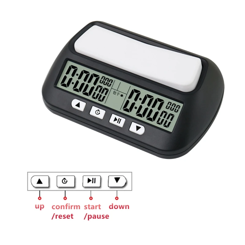 

Professional Chess Clock Count Up Down Timer Board Game Stopwatch Compact Digital Watch Bonus Competition Hour Meter 69HD