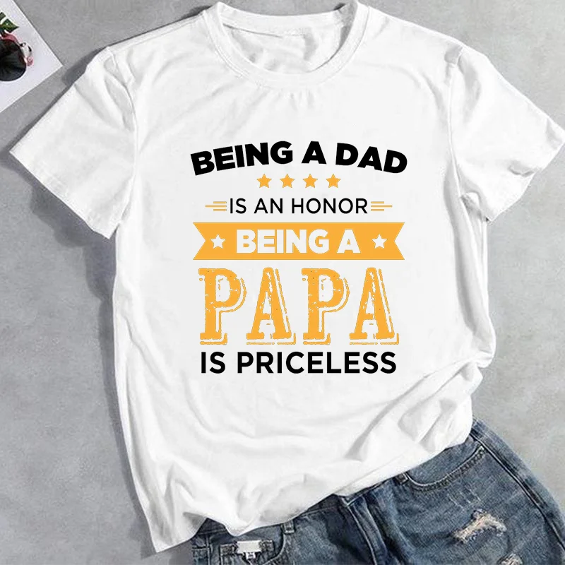 

Fashion Being A Papa Is Priceless Letter Printting T Shirt Men Short Sleeve Casual T-shirts Graphic Tee Top Father's Day Clothes