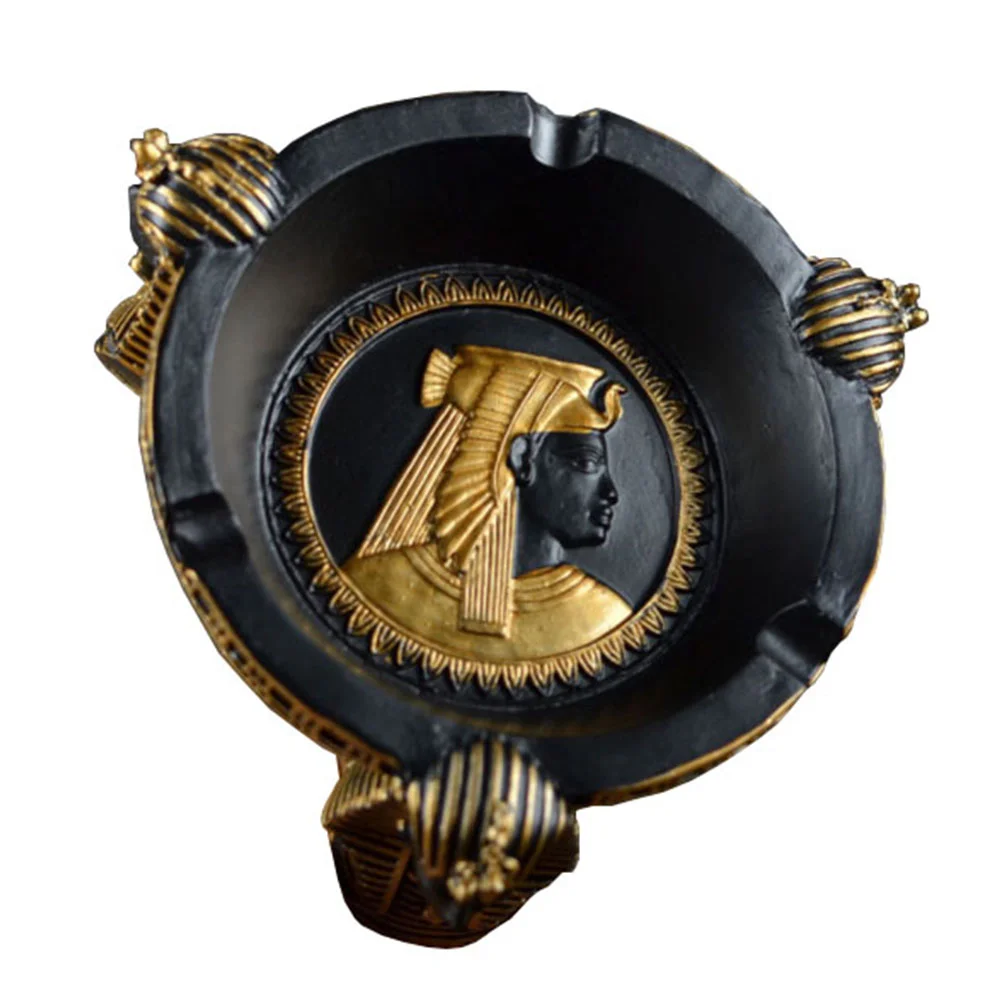 

Creative Resin Ashtray Retro Ashtray Pharaoh Pattern Cigarette Butt Container