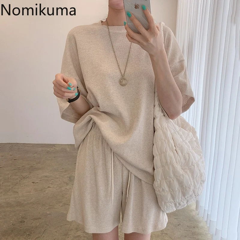 

Nomikuma Womens Two Peice Sets Summer Solid Color Loose Simple 2 Piece Summer Set Women Korean Casual Elegant Set Women 2 Pieces
