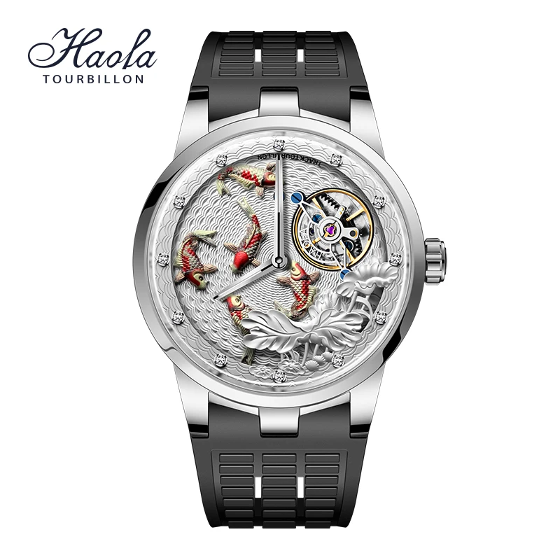 

Haofa Luxury Carrousel Mechanical Watches For Men Luxury Sapphire Karrusel Power Reserve 80H Rotating Mens Watch Waterproof 1951