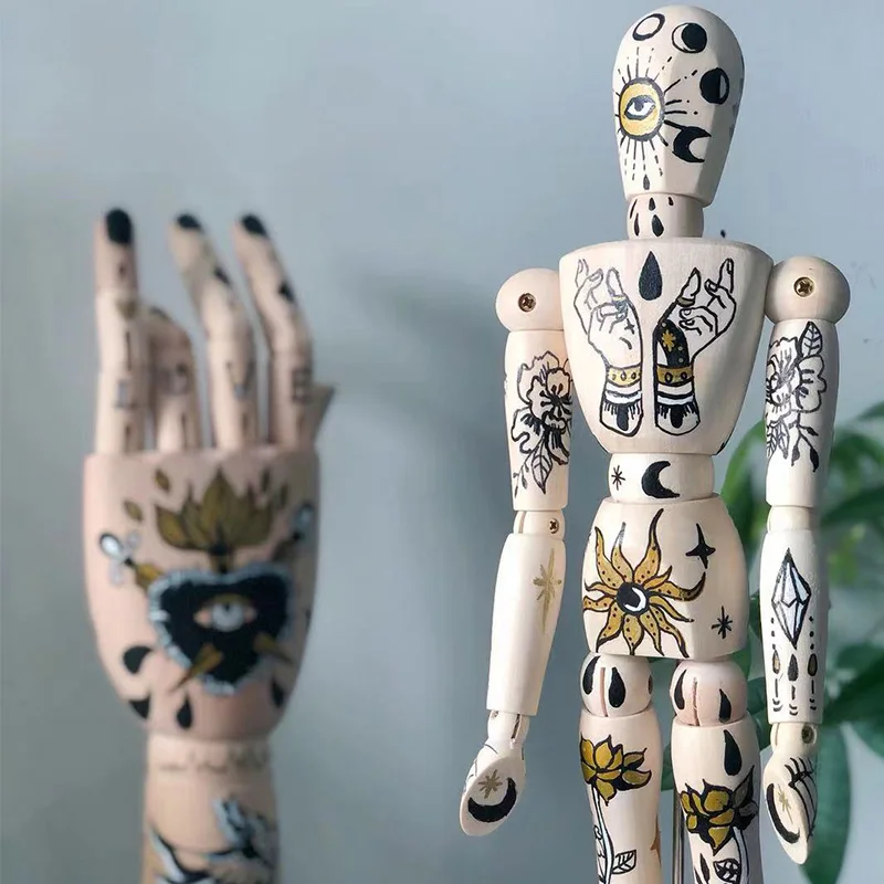 Деревянные Винтажные Украшения ручной росписи из смолы тату-магазин