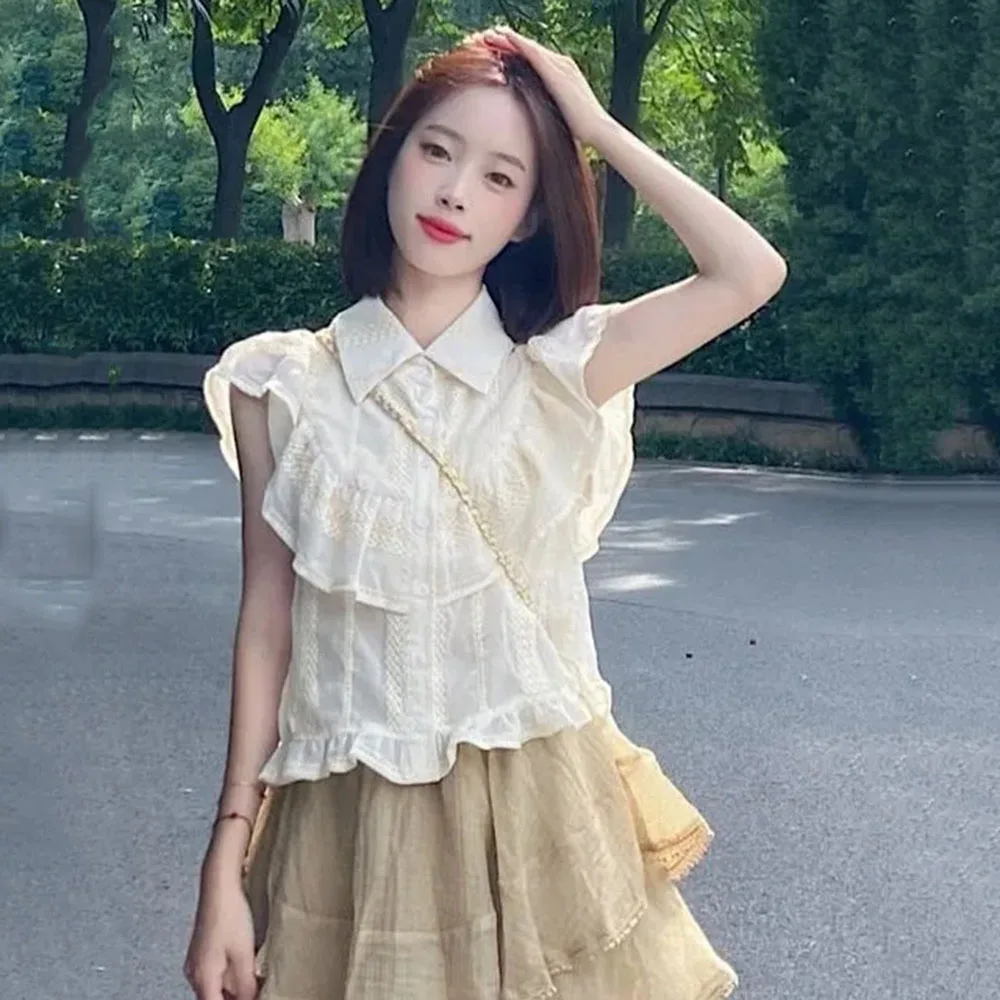 Модные Винтажные летние блузки рубашки милая блузка для женщин топы с отложным