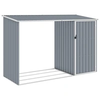 garden storage sheds galvanised steel outdoor firewood shed patio decoration grey 245x98x159 cm