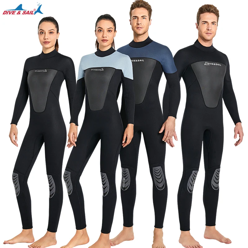Full Wetsuit for Men Women, 3mm Strength Long Sleeve Neoprene Diving Suit Thermal Suit Back Zip for Water Sports Kayakboarding