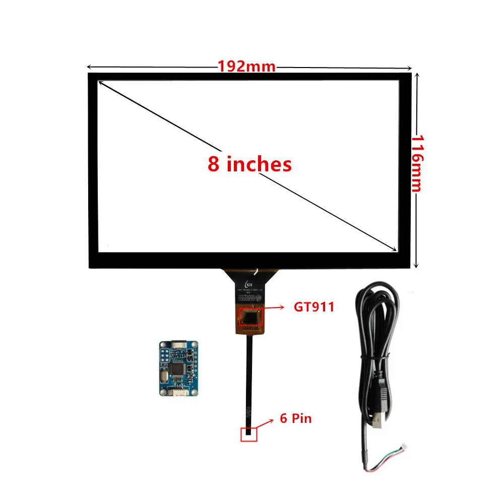 Фото 8-дюймовый ЖК-экран 1024*600 HDMI/VGA, плата управления драйвером, дигитайзер, сенсорный экран Raspberry Pi, дополнительный монитор компьютера №4