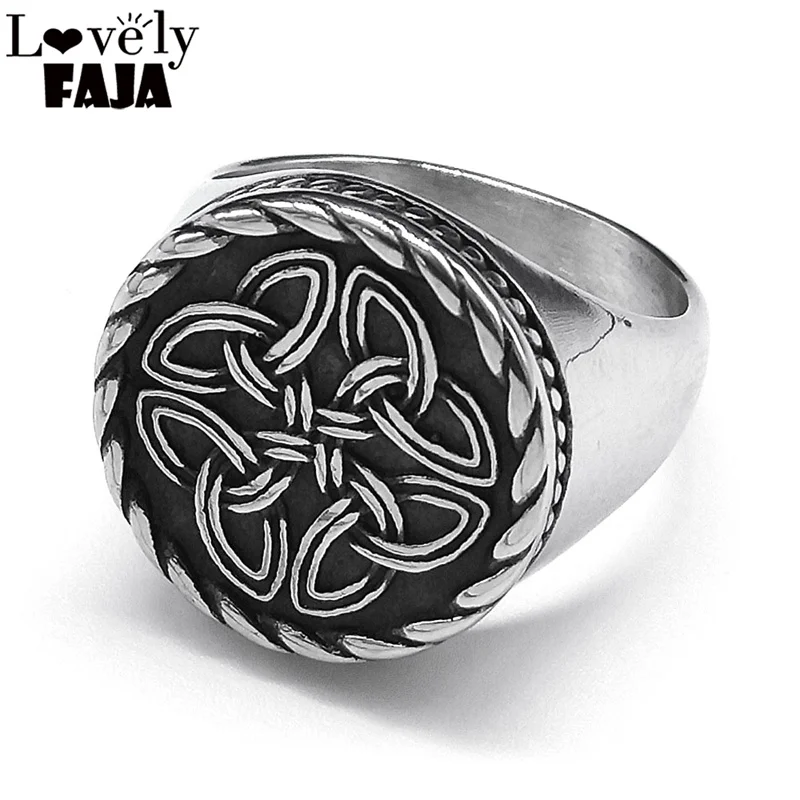 

Witch Celtic Knot Protection Ring for Men Women Stainless Steel Silver Color Cross Amulet Finger Rings Hip Hop Jewelry RRRXXXS03