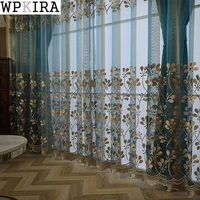 modern luxury embossed leaves sheer curtain for living room finished drape lace bottom bedroom window treatment s790e