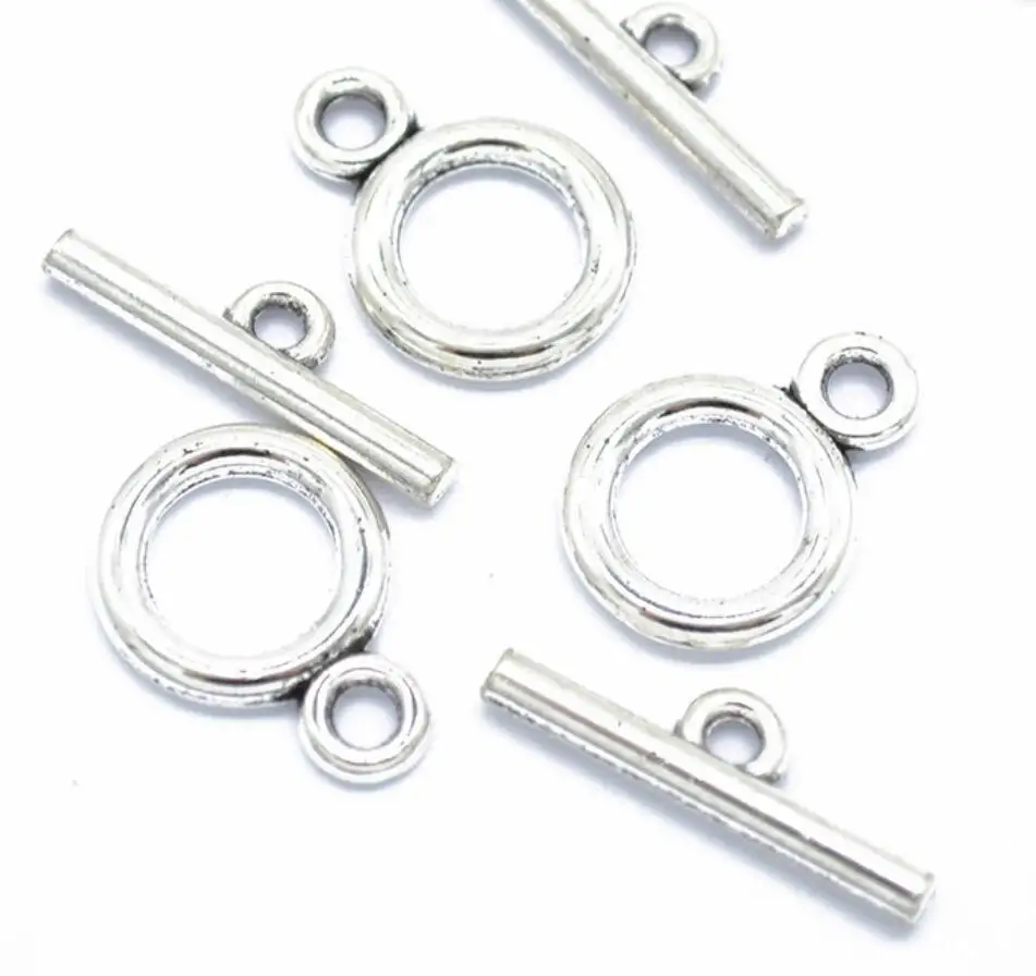 50Sets Silver Color OT Clasp Connector Toggle Clasps Buckle For Jewelry Making DIY Accessories ring 19*14MM,bar 22*6MM F0279