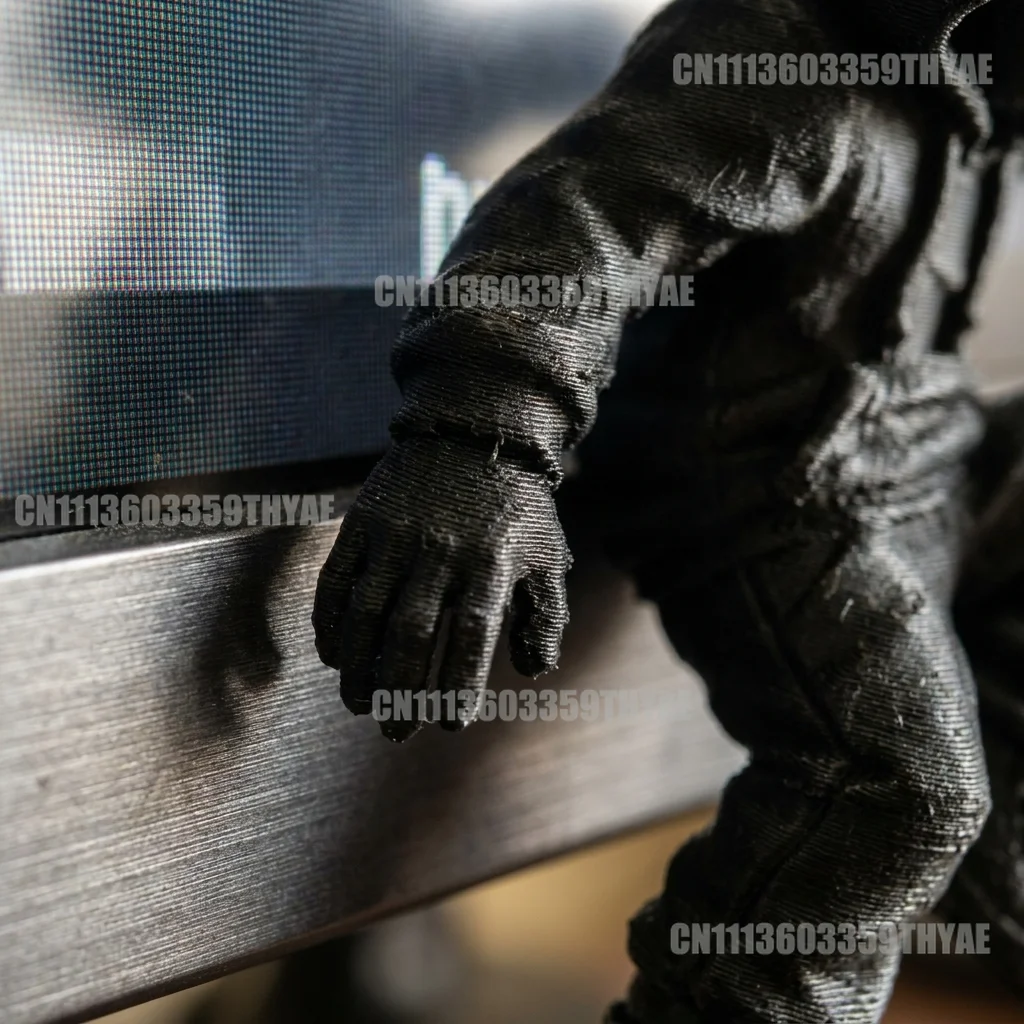 Фото Декоративная фигурка-монитор в виде альпиниста с капюшоном, черная, 3D-печать, загадочное украшение для игровой комнаты. 3D-печать имеет незначительные дефекты. №4