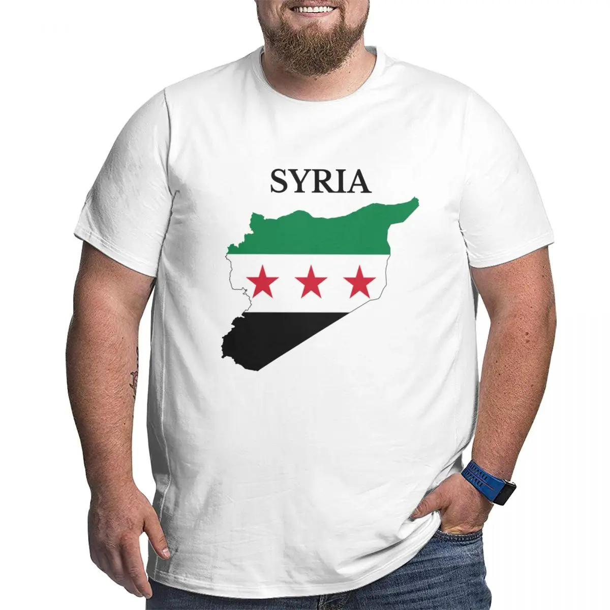 Мужская футболка с картой Сирии и сирийским флагом винтажная хлопковая большого