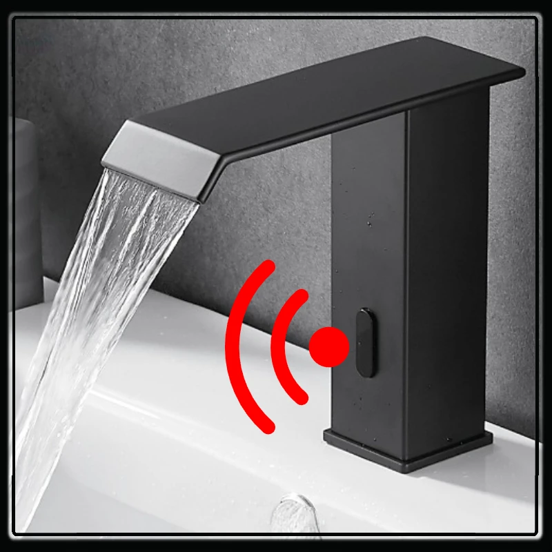 

Heightened Kitchen Touchless Faucet Smart Sensor Sink Mixer Tap Black Smart Bathroom Basin Faucet Hi-tech Infrared Tap Vanity