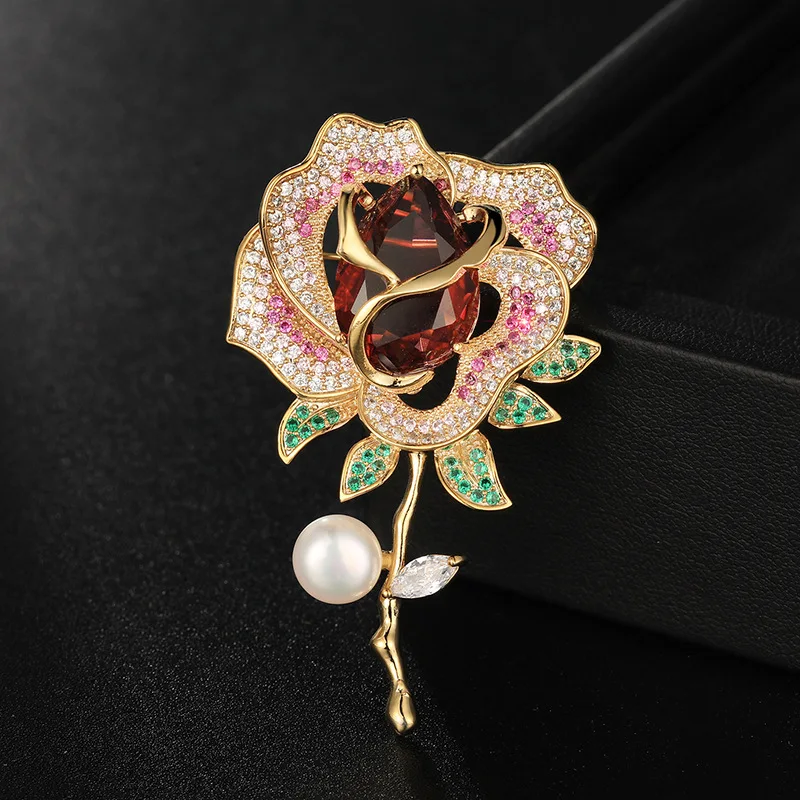 

Rose Crystal Brooch