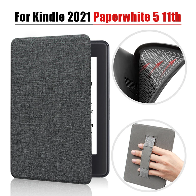 2021 TPU Smart Fabric Case For 6.8 Inch All New Amazon Kindle Paperwhite 5 11th Generation Silicon Cover Sleeve Hand Strap Funda