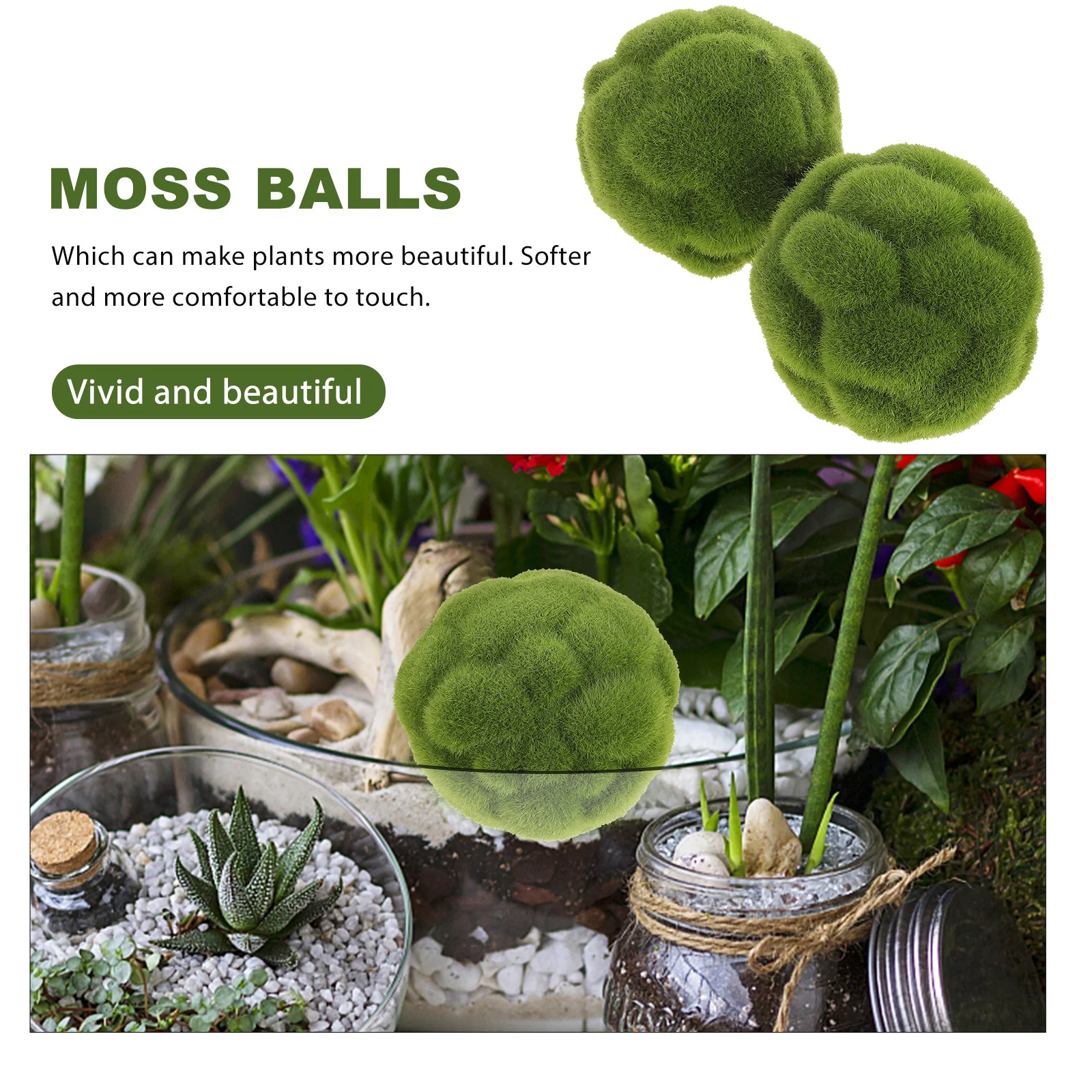 2 шт. декоративные стеклянные шарики из искусственного Моха