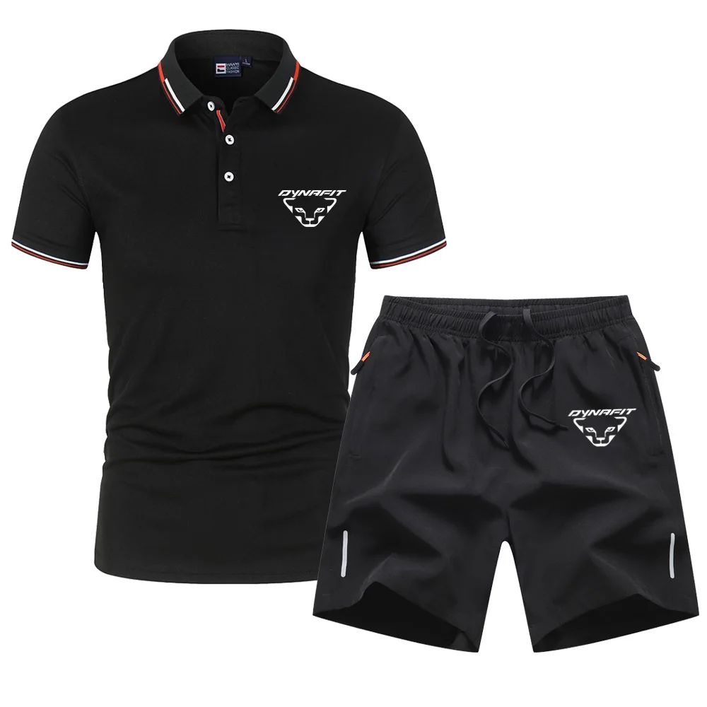 

New 2023 Summer DYNAFIT Men's Polo Shirts T-shirt+Quick Drying Shorts Sport Set Casual Breathable Short-Sleeved T Shirt Suit