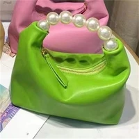 new solid color light luxury beaded chain handbag female tote bags womens small single shoulder bag bright color sweet style