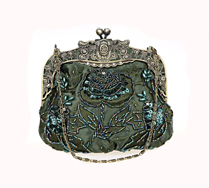 

Special Offer Green Female Banquet Mini Handbag Clutch Wedding Evening Bag Beaded Sequined Purse Makeup Bag Mujer Bolso 2583-Y