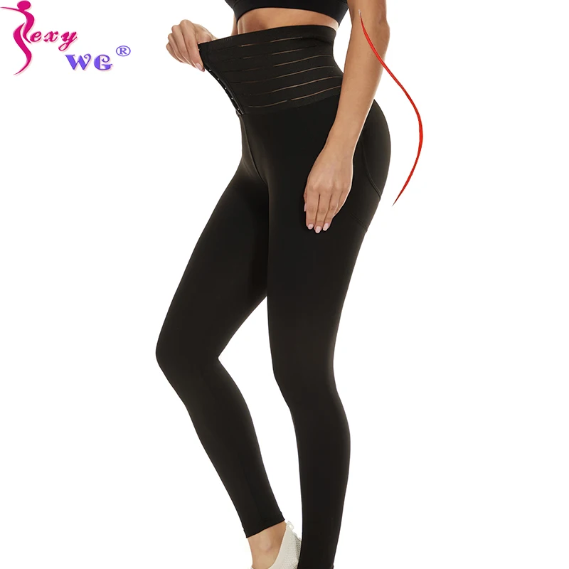 Купи SEXYWG Waist Trainer Leggings Women Push Up Shaper Leggings Sexy High Waist Tummy Control Compression Leggings за 540 рублей в магазине AliExpress