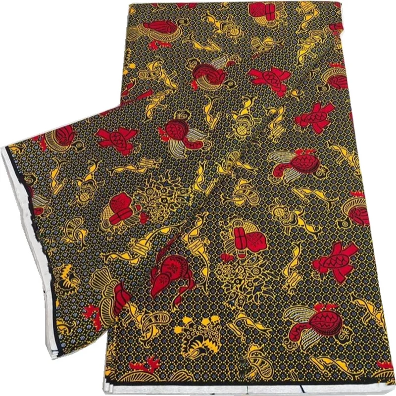 

African Wax Print Fabric Tissus Pagne Real Wax Fabric 100%Cotton Veritable Ankara Wax Original Soft Sew Material Fabric 6 Yards