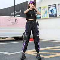 cargo women hippie pants sport sweatpants jogging harajuku elastics high waist streetwear korean black white pants y2k joggers