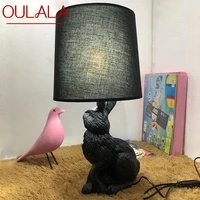 oulala nordic table lamp modern creative resin desk light led rabbit shape decorative for home children bedroom living room