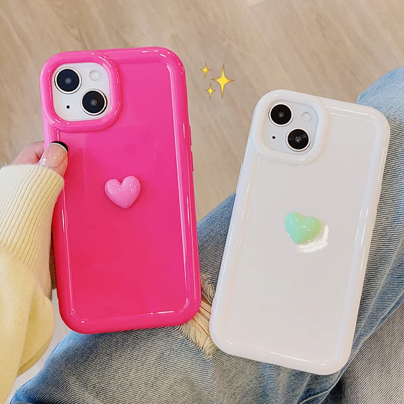 

Love Heart Case For Iphone 14 Case Iphone 13 14 Pro Max 12 11 XR X Xs 12pro 7 8 6 6S plus se2 3 Soft Silicon Airbag Funda Covers