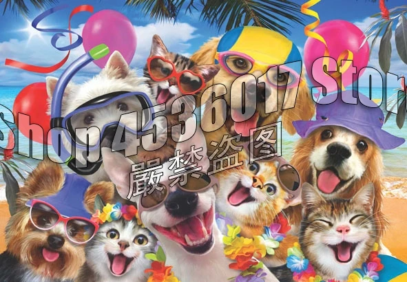 

Beach Party Selfie Dogs Cats Art 5D Diy Diamond Painting Cross Stitch Full Diamond Embroidery Mosaic Sets Home Decorative