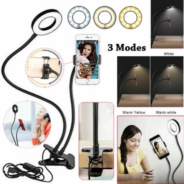 

New 9cm Led Ring Light with Mobile Phone Holder Stansd Clip Usb
