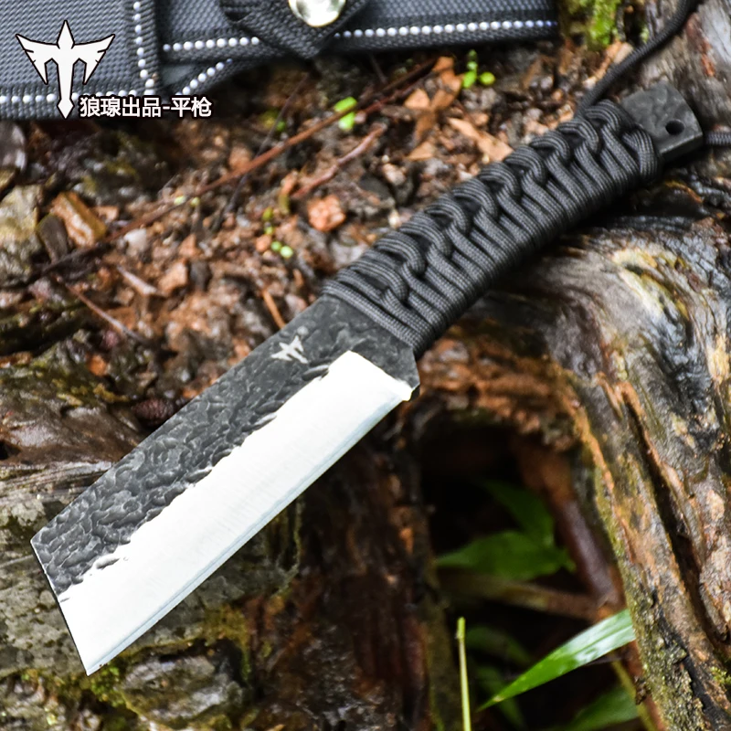 

Barbecue Small Straight Knife Fruit Knife Portable Outdoor survival knife black handle Camping Hunting Hike collection gifts