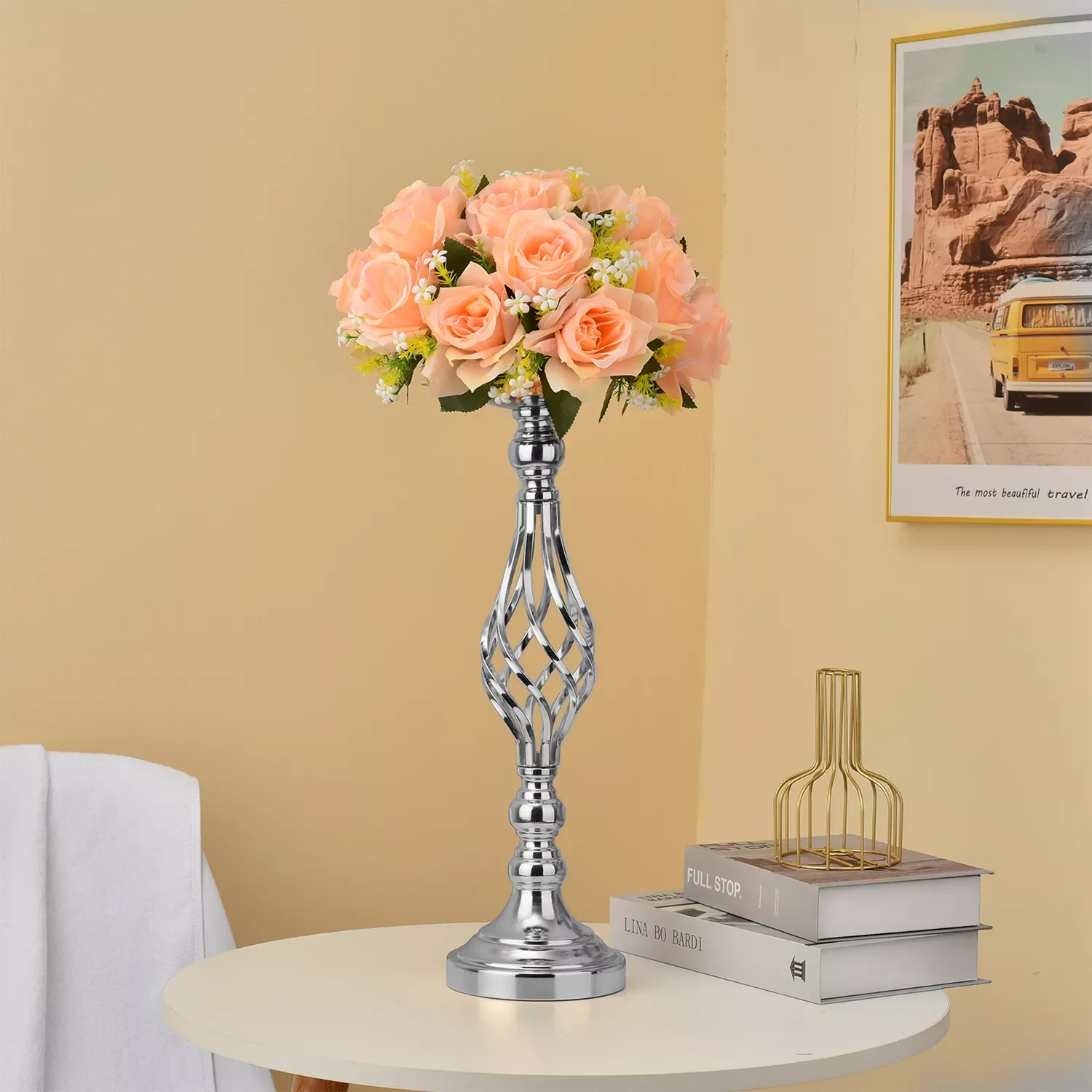 

Новинка, набор ваз для дома из 6 металлических свадебных подсвечников, 18,7 дюймов, серебряный подсвечник для цветов, подсвечник для вечеринки...