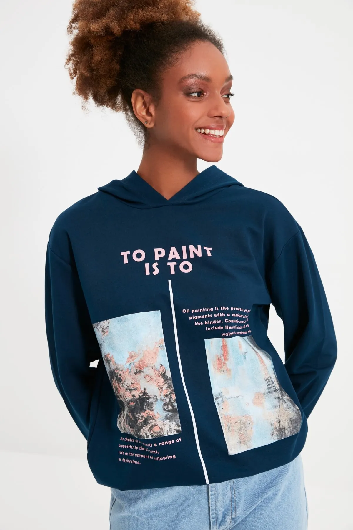 

Women's Sweatshirt Indigo Printed Hoodie Basic Knitted Hoodies Fashion All Season New Designer Pullovers Fleece Hoodies
