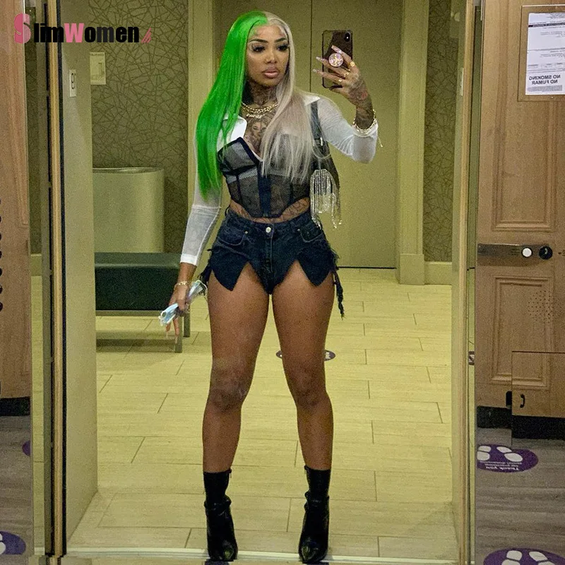 Черный прозрачный сетчатый укороченный топ бюстье сексуальный женский