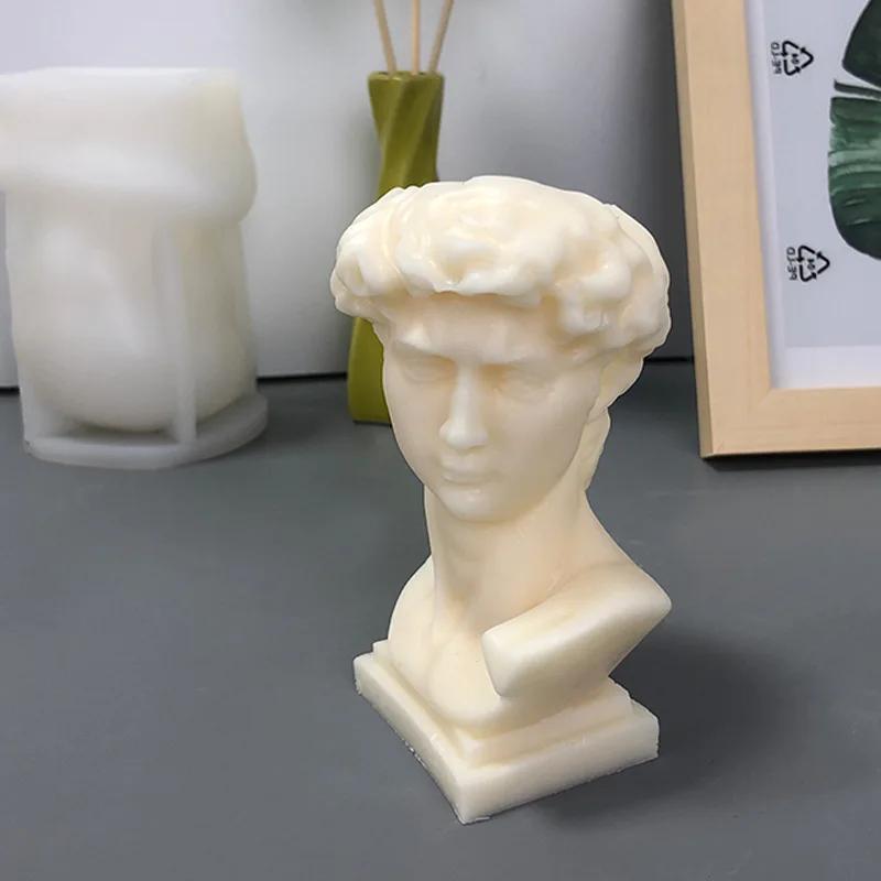 

Новая силиконовая форма из смолы, ваза с головкой Давида, гипсовый держатель, цветочный горшок, украшение для дома, цветы, художественный Де...