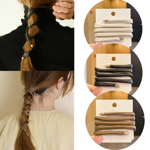 Новые женские длинные кожаные резинки для волос для конского хвоста, резинки для волос для девочек, аксессуары для волос, резинки для волос