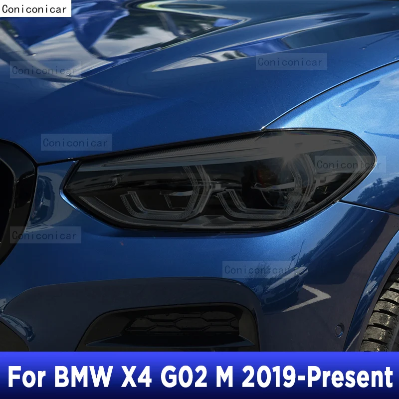 

2 Pcs Car Headlight Protective Film Headlamp Transparent Black TPU Sticker For BMW X4 M G02 2019 2020 Accessories Self Healing
