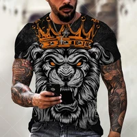 new summer mens streetwear t shirt 3d printed lion tiger wolf pattern short sleeve fashion casual vintage round neck clothing
