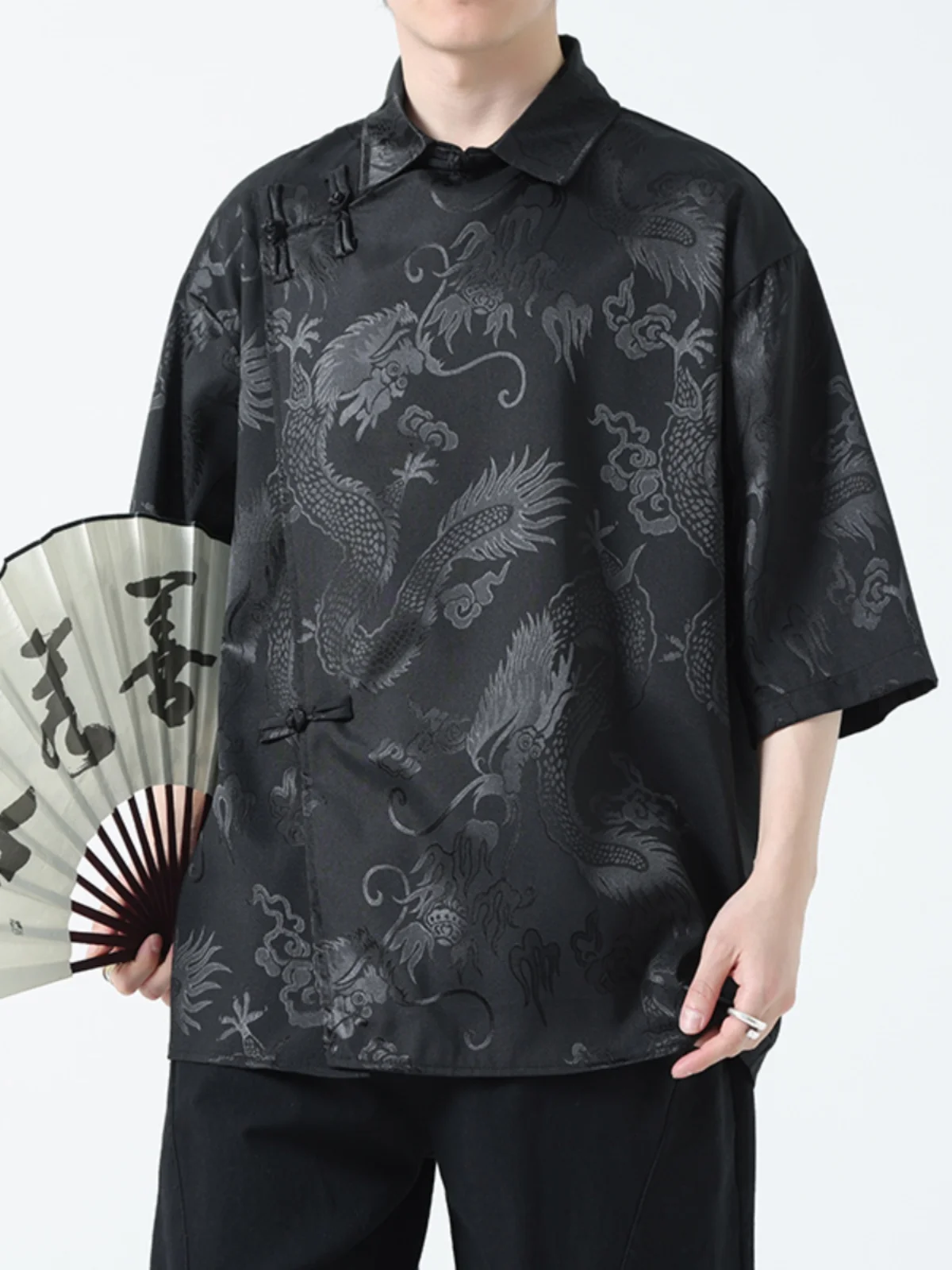 Новый китайский костюм мужские летние рубашки с короткими рукавами из ледяного