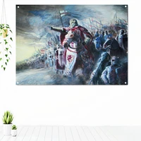 knights templar medieval warrior crusaders decorative banners flags posters wall art canvas painting tapestry home decoration