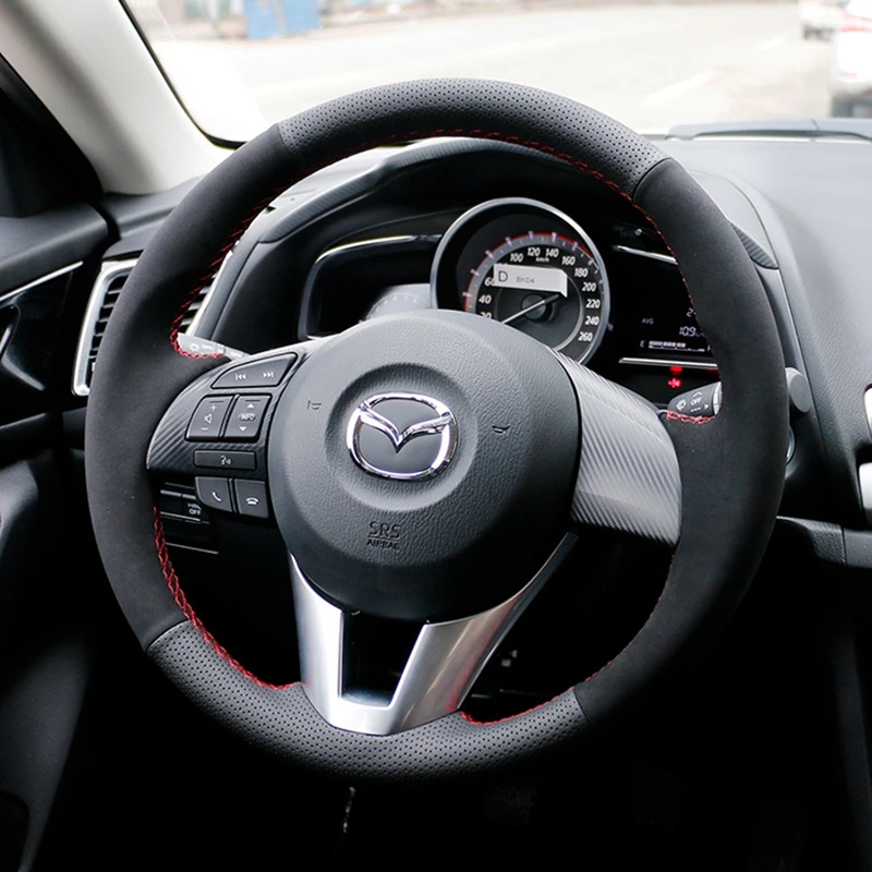 

Замшевая кожа для Mazda 3 Axela Mazda 6 Atenza Mazda 2 Чехол рулевого колеса автомобиля CX3 CX-3 CX5 Scion iA, автомобильные аксессуары