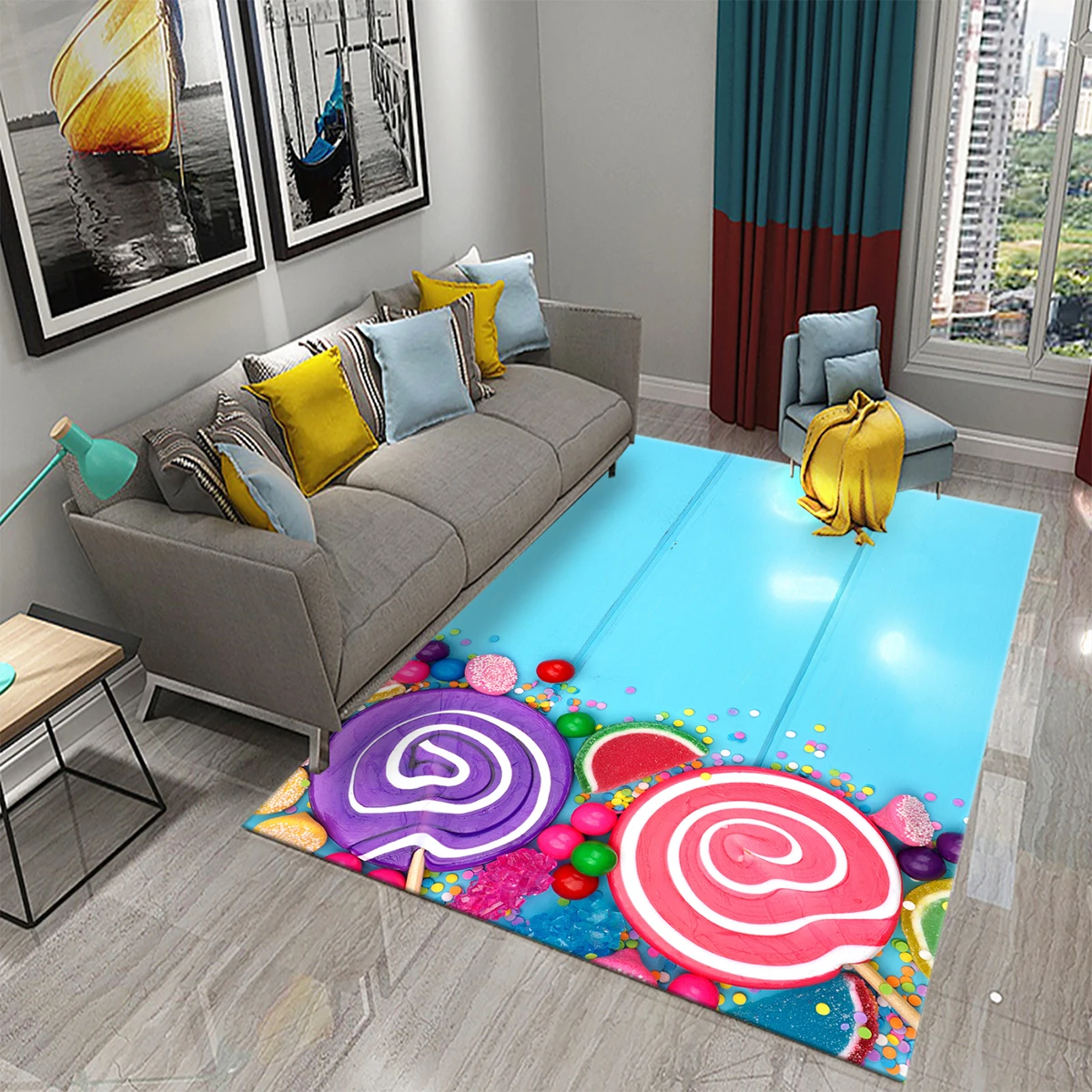 

Sweet Candy Rug Colorful Sugar Carpet Kids Bedroom Floor Carpets Blue Board Mat Living Room Decor Area Rugs Yoga Mats Doormat