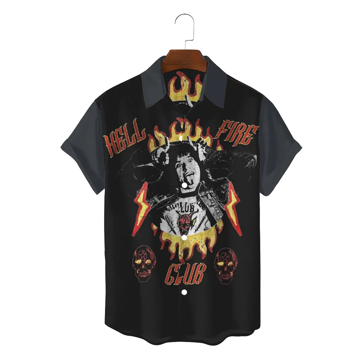 

hellfire club Stranger Things season 4 Creative Hawaii Shirt for Men eddie eddie Classic Square Collar 3D Shirt Hip Hop Gifts
