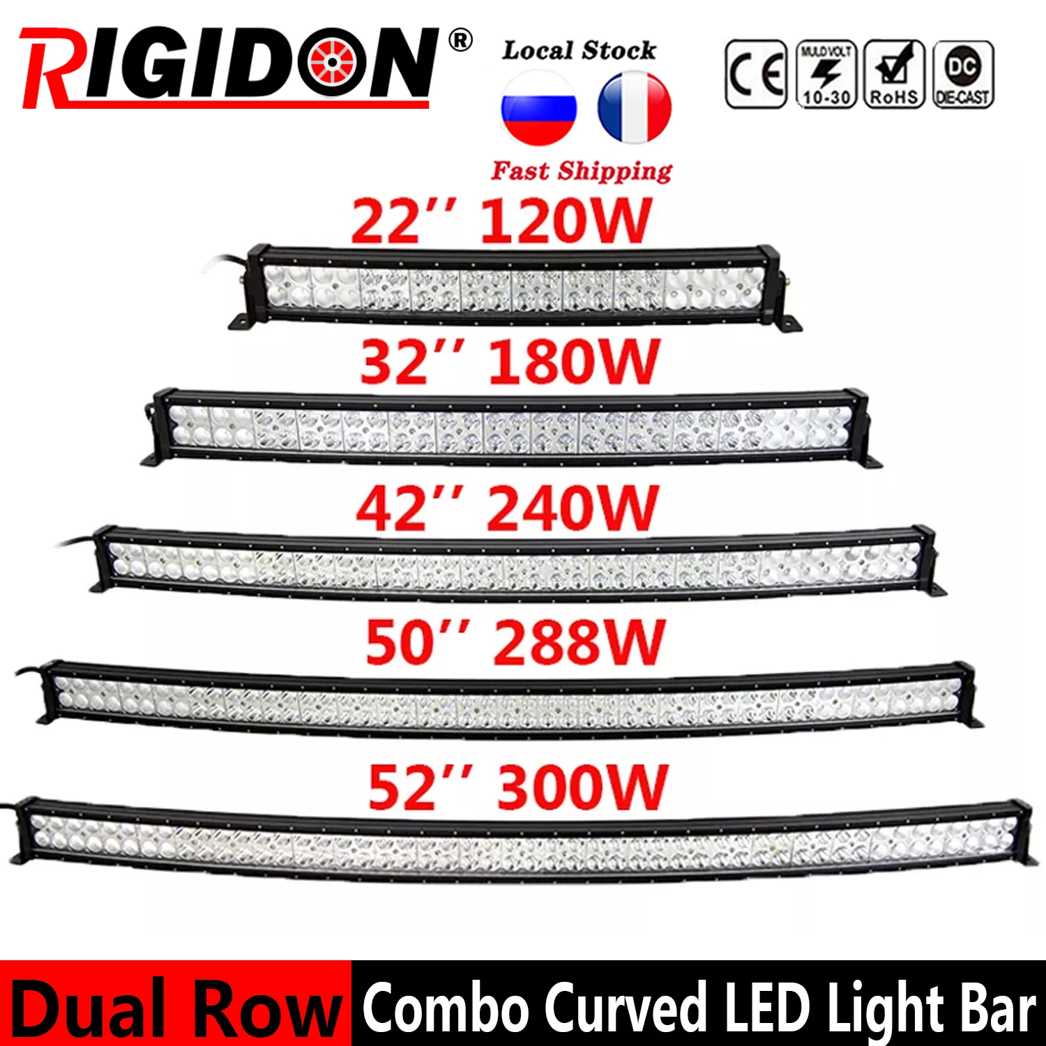 

RIGIDON Curved 2-Row 22 32 42 50 52 inch LED Light Bar Car Fog Lights Truck Lamp for Offroad Boat 4WD 4x4 SUV UTE UTV 4WD