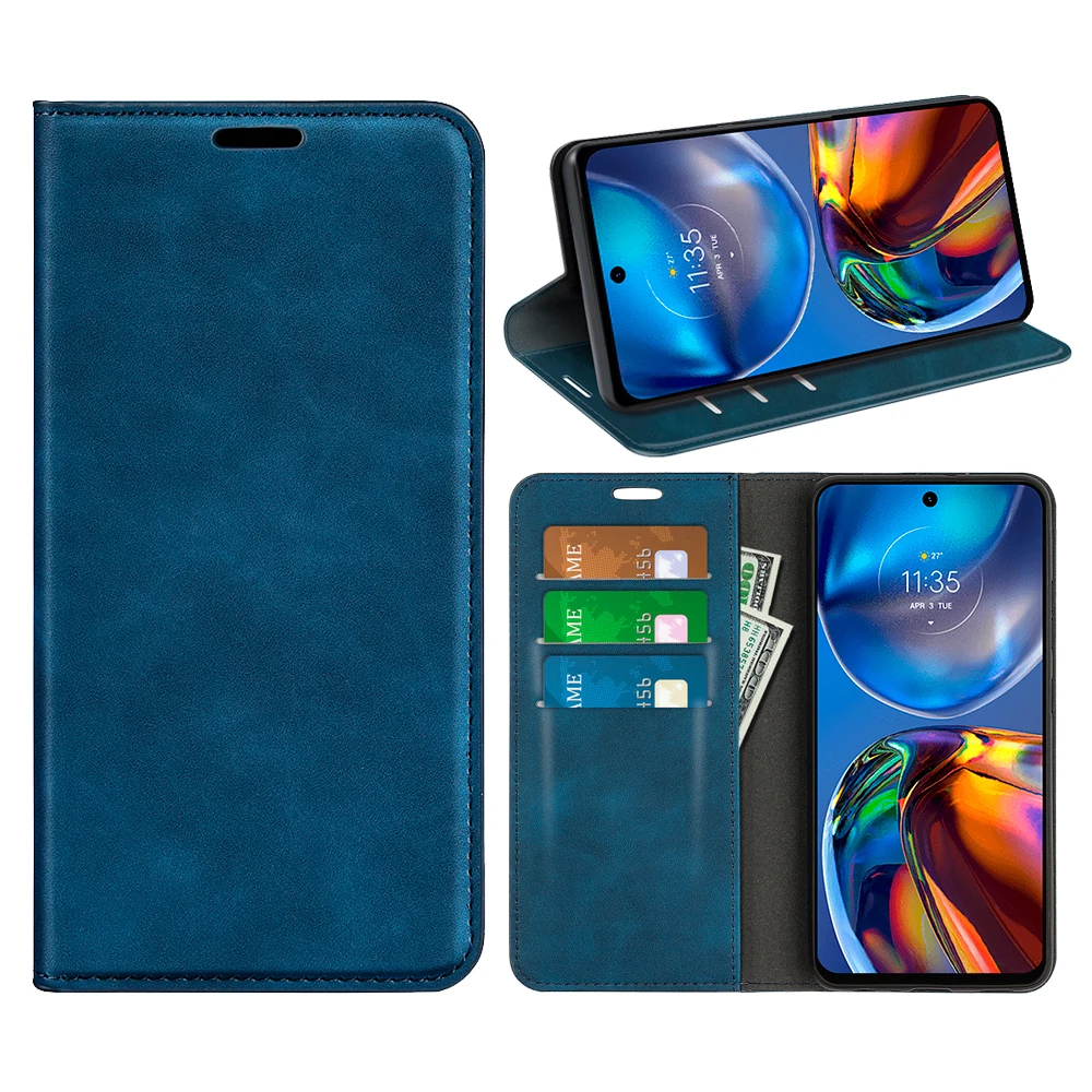 

Роскошный чехол для Motorola E32 4G, гладкий Чехол-книжка для Motorola Moto E32 4G, кожаный чехол с откидной крышкой