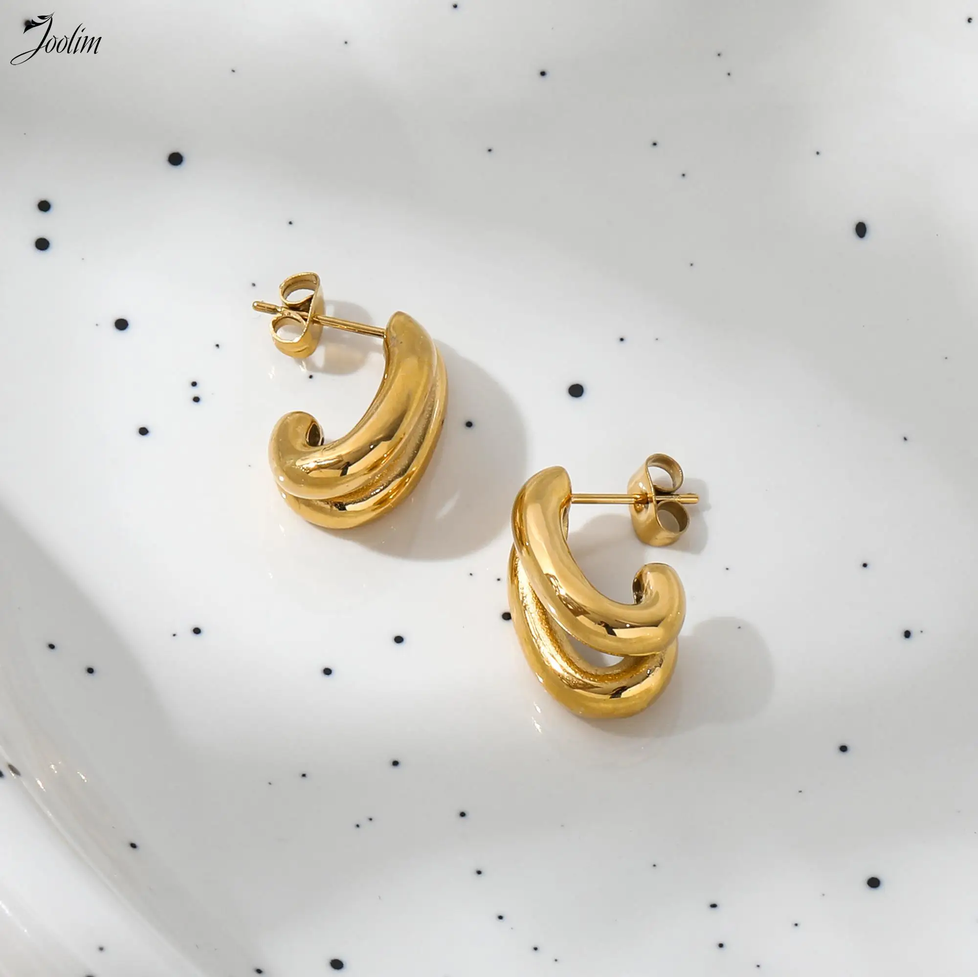 Серьги-кольца JOOLIM из нержавеющей стали женские ювелирные украшения с