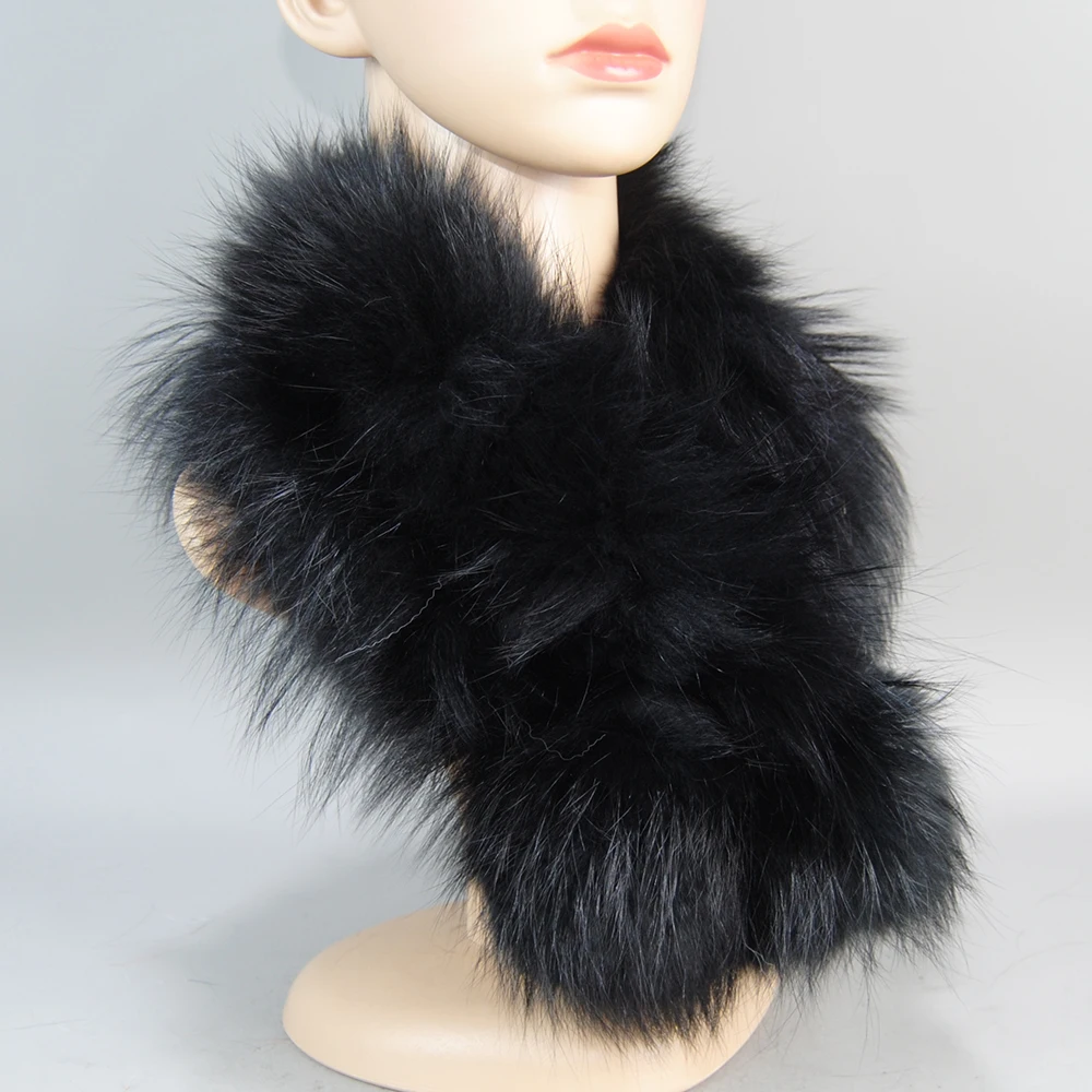 Женские черные лисьи шарфы