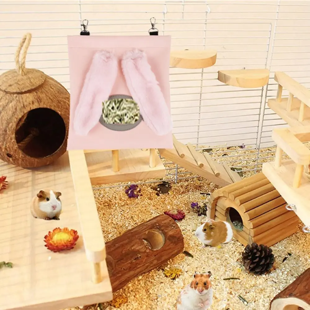 

Imitation Leather Rabbit Feeding Bag Hanging Rabbit Shape Rabbit Hay Bag Pink 1/2 Holes Rabbit Shape Hamster Food Bag Bunny