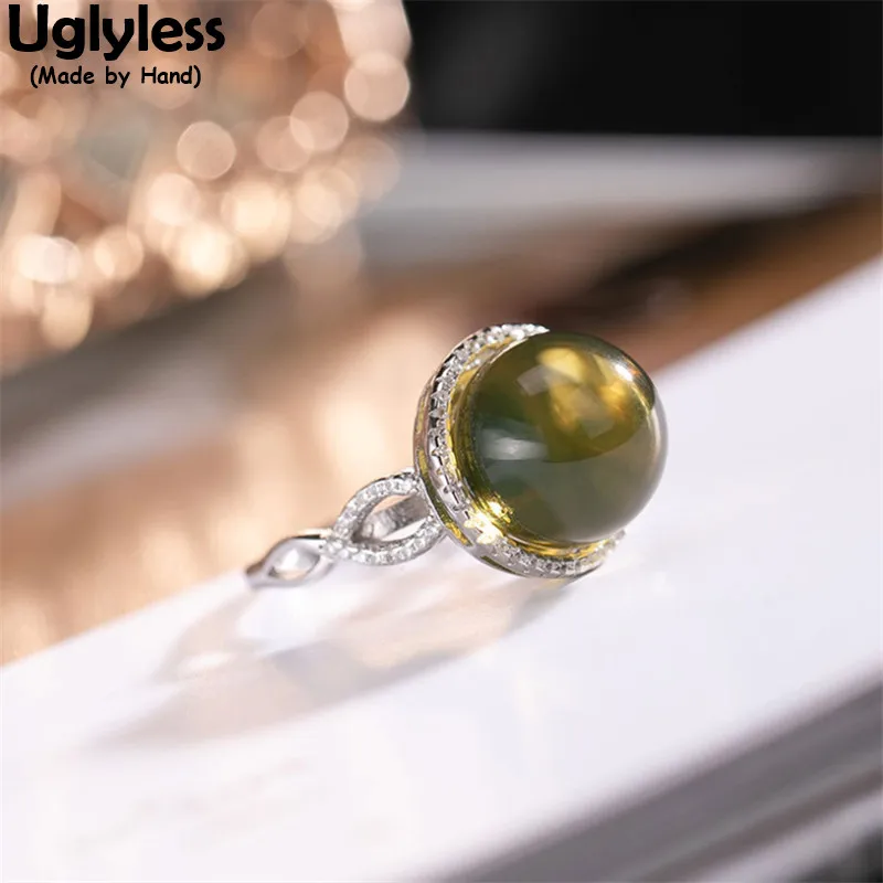 

Uglyless Fashion Gemstones Rings for Women Luxury Dominica Blue Perot Amber Rings Sparkly Zircons Crystals Jewelry 925 Silver