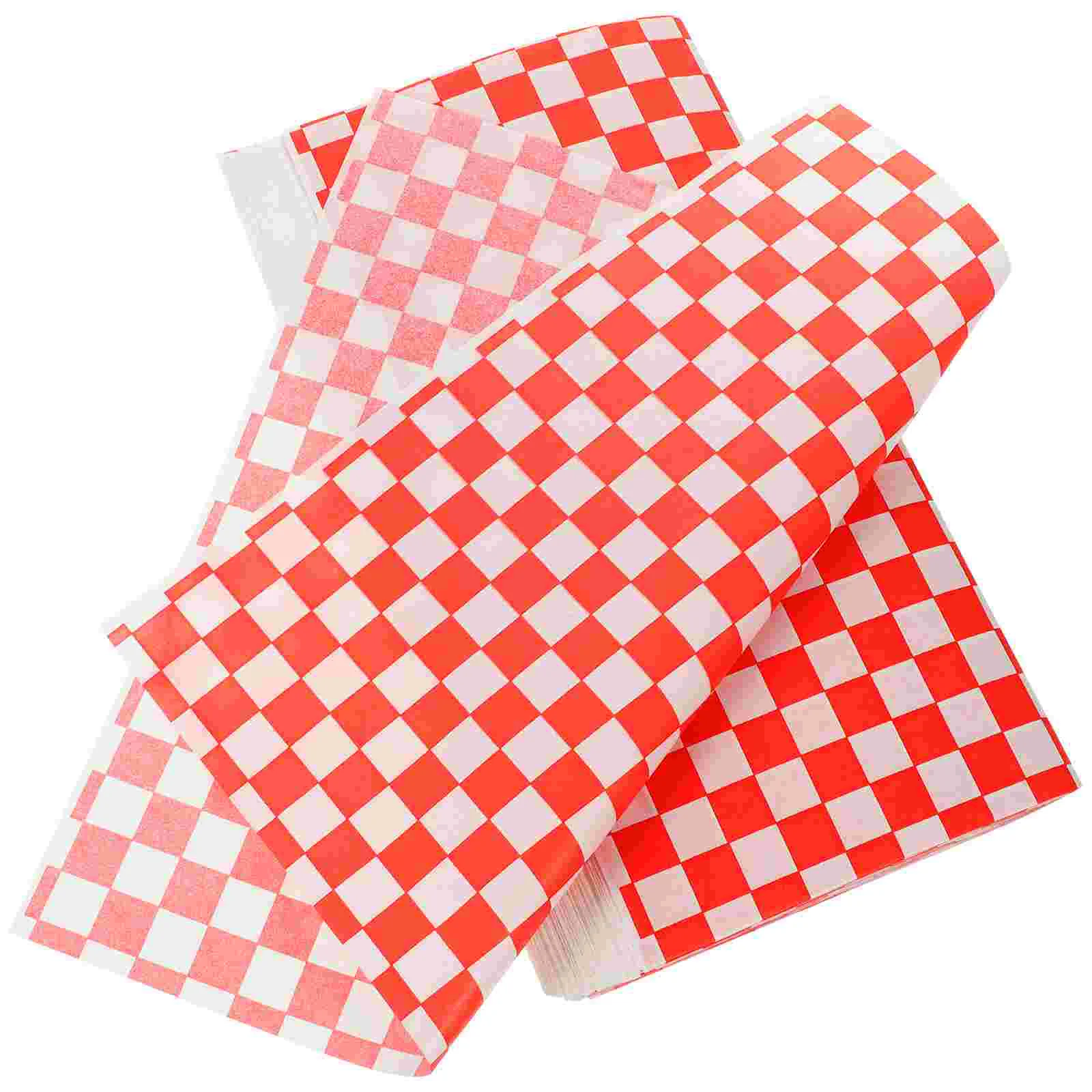 

100 Sheets Greaseproof Wrapping Paper Red Plaid Gift Paper Paper French Fries Paper Birthday Wrapping Paper ( Red& White )