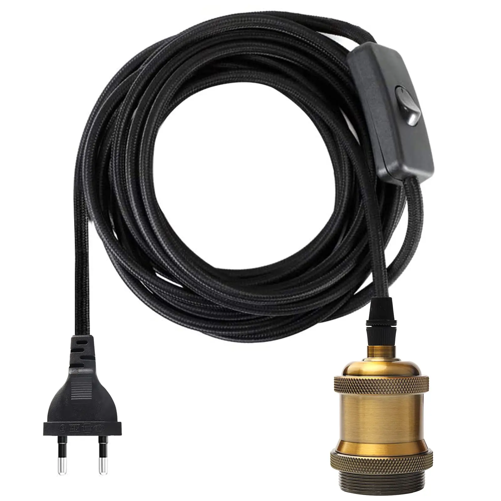 Шнур питания с вилкой и выключателем 3 5 м цоколь E26 E27 Электрический текстиль